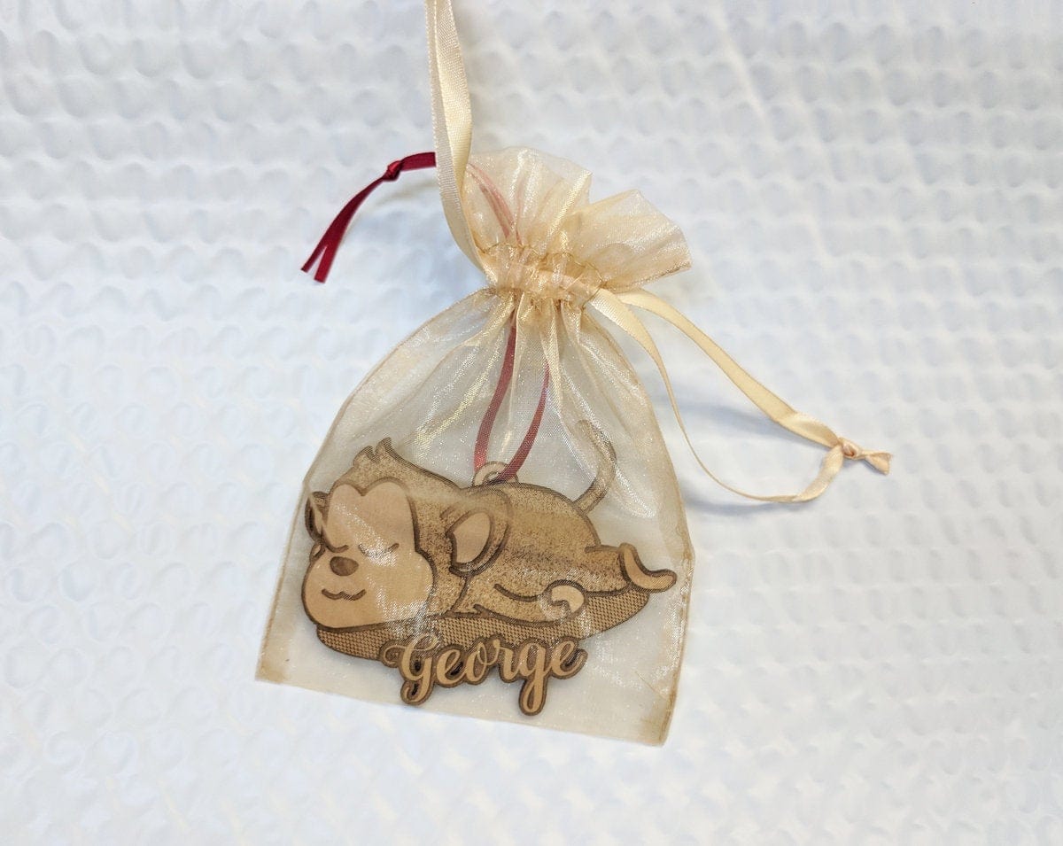 CHRISTMAS ORNAMENTS Personalized Wooden Monkey Ornament for Birthday Parties Decor Holiday Gift Stocking Stuffer Baby Boy Baby Girl Animal Lover Gifts Custom