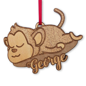 CHRISTMAS ORNAMENTS Personalized Wooden Monkey Ornament for Birthday Parties Decor Holiday Gift Stocking Stuffer Baby Boy Baby Girl Animal Lover Gifts Custom