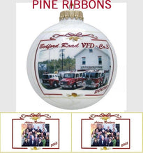 CHRISTMAS ORNAMENTS Pine N Ribbons Personalized Bohemian Glass Ball Photo Ornament