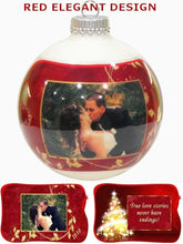CHRISTMAS ORNAMENTS Red Elegant Personalized Bohemian Glass Ball Photo Ornament