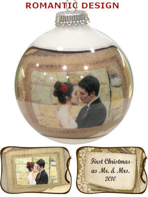CHRISTMAS ORNAMENTS Romantic Personalized Glass Photo Ball Ornament