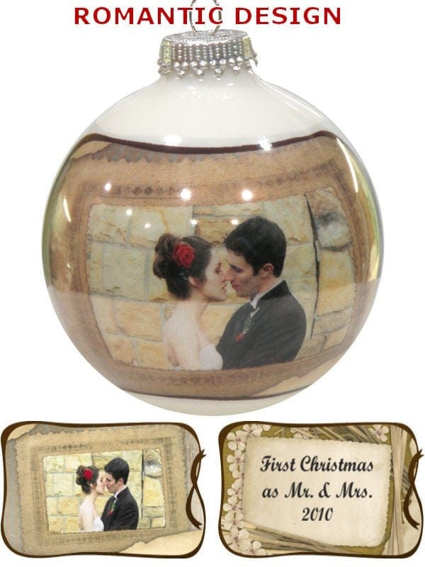CHRISTMAS ORNAMENTS Romantic Personalized Glass Photo Ball Ornament