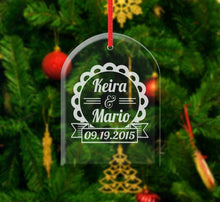 CHRISTMAS ORNAMENTS Wedding Christmas Ornaments Personalized Couple Christmas Gift Love Engraved Names Date Wedding Married Engagement Newlywed Engagement