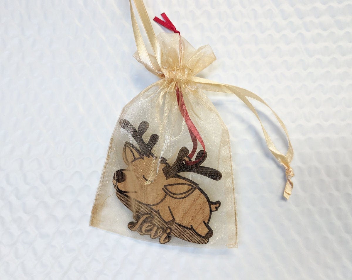 CHRISTMAS ORNAMENTS Wooden Cute Sleeping Deer Personalized Christmas Ornament for Kids Girls Or Boys Cute Customized Reindeer Christmas 2020 Gift Idea