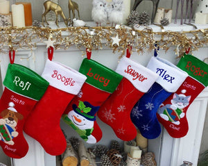 CHRISTMAS STOCKINGS Christmas Stocking Personalized - Happy Santa, Snowman, Cat, Dog, Family XMAS Stockings