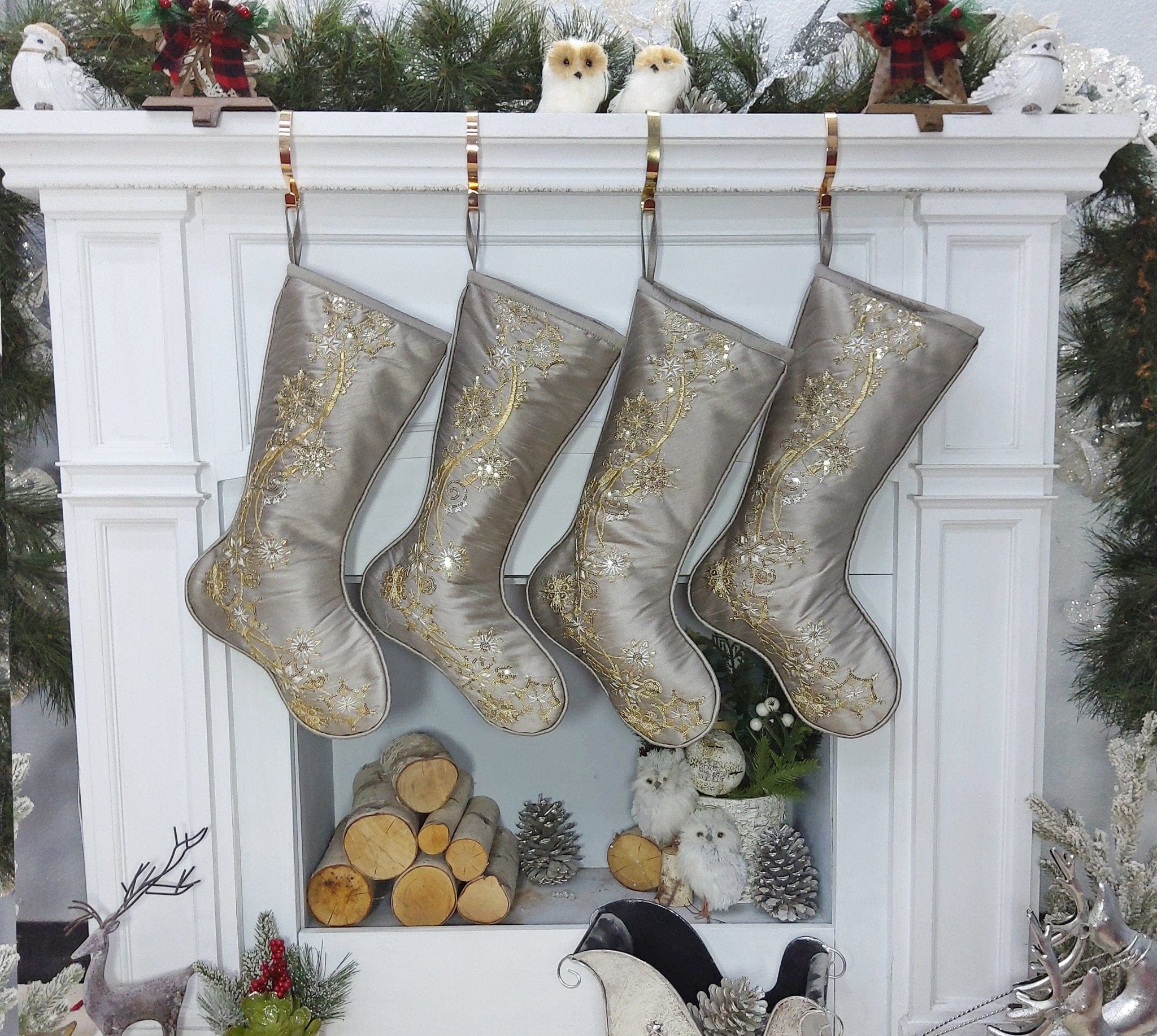 CHRISTMAS STOCKINGS 20" Luxury Sequin Snowflake Stocking