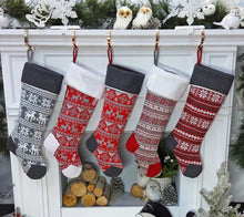 CHRISTMAS STOCKINGS 21" Nordic Knit Stockings Personalized Embroidered or with Cutout Wood Name Tag Christmas Stockings Family Xmas 2022