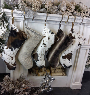 CHRISTMAS STOCKINGS 22" Faux Fur Christmas Stockings | Personalized Monogram Fur Boot Xmas Stocking Luxe Decor Mink Black Silver Grey Brown