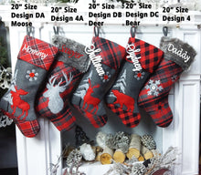 CHRISTMAS STOCKINGS Buffalo Check Plaid Christmas Stockings - Red Black Grey with Faux Fur - Personalized