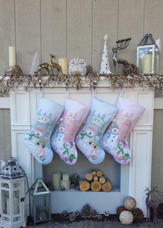 CHRISTMAS STOCKINGS Children's Large Christmas Snowman Personalized stocking with Melting Ice Cuff