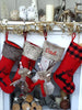 CHRISTMAS STOCKINGS Children's Merry Moose Reindeer Christmas Stockings Embroidered Name Fun Red Gray Black Fur Buffalo Plaid Family Stocking Large Deer