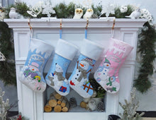 CHRISTMAS STOCKINGS Children's Polar Bear, Baby Snowman, and Unicorn Christmas Snowman Personalized stocking with Applique