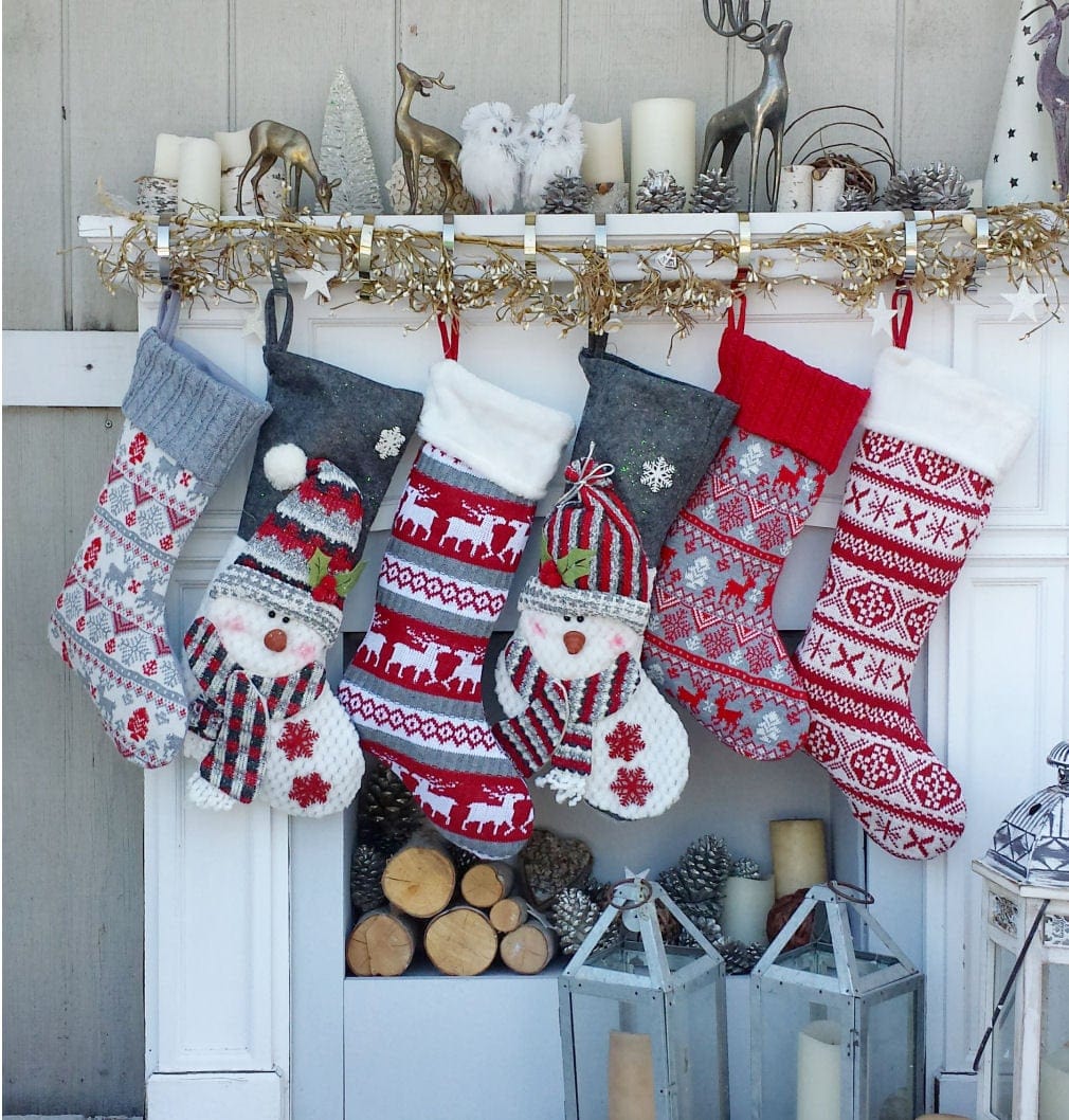 CHRISTMAS STOCKINGS Children's Snowman Personalized Stockings Burgundy Grey Cozy Winter Christmas Stockings for Kids Burgundy Red Gray Snowman Holiday Stockings