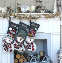 CHRISTMAS STOCKINGS Children's Snowman Personalized Stockings Burgundy Grey Cozy Winter Christmas Stockings for Kids Burgundy Red Gray Snowman Holiday Stockings