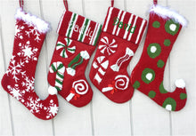 CHRISTMAS STOCKINGS Christmas Candy Stockings - Red White Green  ELF Lollipop Candy Cane Personalized Stockings for Kids Fun Children's Stockings for Holidays
