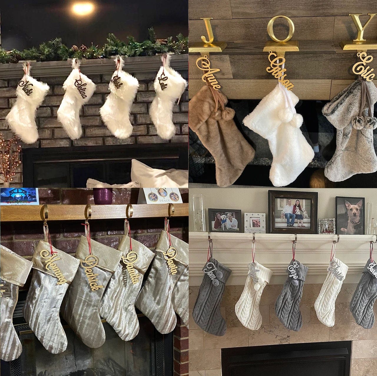 CHRISTMAS STOCKINGS Christmas Stocking Name Tags Personalized Stocking Wood Letters Custom Gold White Name Tags Christmas Rustic Country Farmhouse cutout Modern