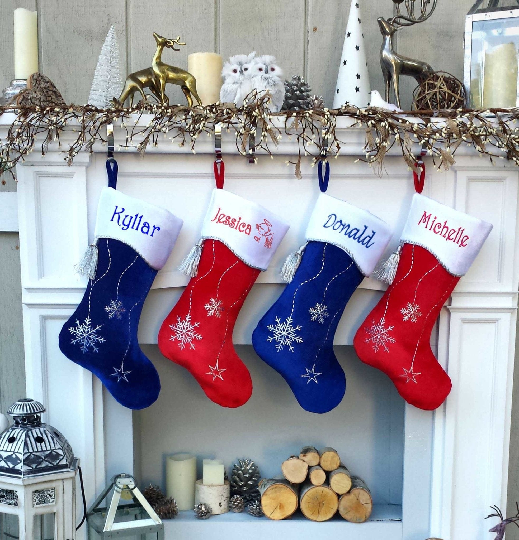 CHRISTMAS STOCKINGS Christmas Stocking Personalized - Happy Santa, Snowman, Cat, Dog, Family XMAS Stockings