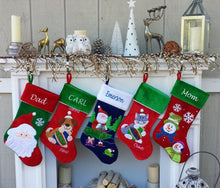 CHRISTMAS STOCKINGS Christmas Stocking Personalized - Happy Santa, Snowman, Cat, Dog, Family XMAS Stockings