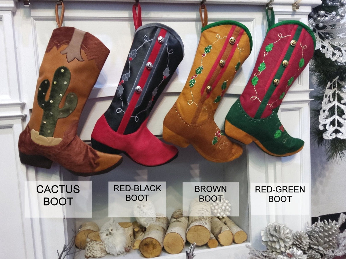 CHRISTMAS STOCKINGS Custom Cowboy Boots Christmas Stockings Country Western Personalized with Embroidered Names or Monogram for Cowboys or Cowgirls