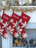 CHRISTMAS STOCKINGS Dark Red Wine Tufted 3D Snowflake Personalized Christmas Stockings Elegant Large Personalized Christmas Stockings Embroidered Monogram Names