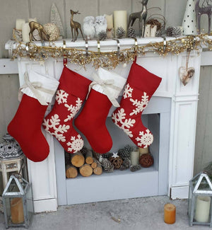 CHRISTMAS STOCKINGS Dark Red Wine Tufted 3D Snowflake Personalized Christmas Stockings Elegant Large Personalized Christmas Stockings Embroidered Monogram Names