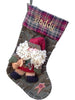 CHRISTMAS STOCKINGS Designer Green Country Santa Christmas Stocking - Free Personalization