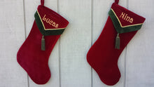 CHRISTMAS STOCKINGS Designer Velvet Christmas Stockings V-Cuff Tassel - Custom Embroidered with Names