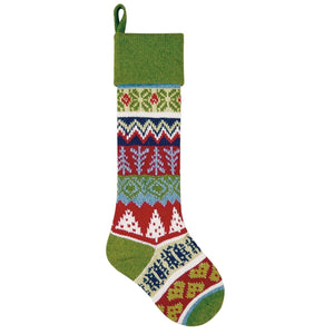 CHRISTMAS STOCKINGS Green Cuff Trees Personalized Knitted Christmas Stockings Green White Red Intarsia Fair Isle Knit Christmas Decor Deer Snowflakes Extra Large