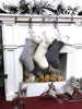 CHRISTMAS STOCKINGS Grey Off White Cable Knit Christmas Stockings with Faux Fur Cuff Personalized with Cutout Wood Name Tag Custom Family Holiday 2022