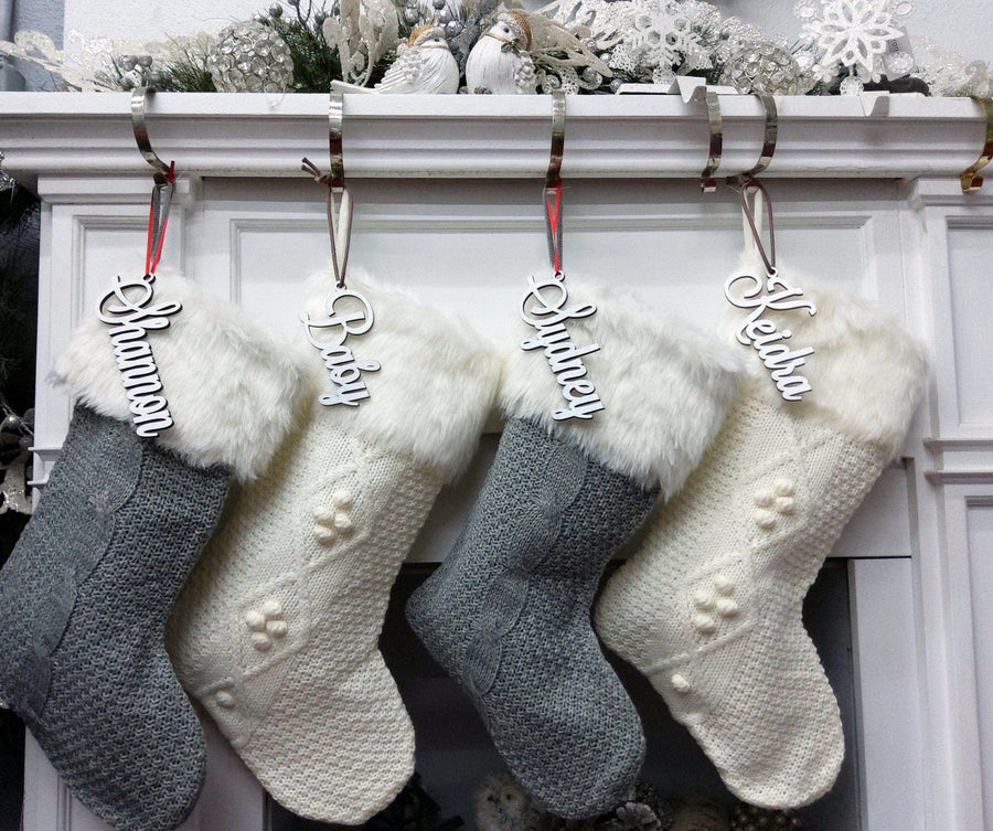 Ivory 20 Inch Cable Knit Christmas Stockings with Faux Fur Cuff Person Stocking Factory