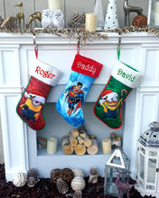CHRISTMAS STOCKINGS Kids SuperMan Christmas Stocking  Personalized Children's Embroidered Holiday for Boys Personalized - Officially Licensed Super Man