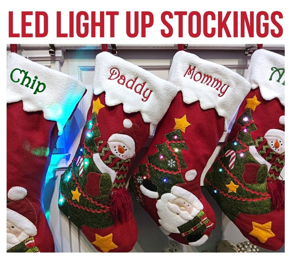 CHRISTMAS STOCKINGS Light Up Snowman Santa Personalized Christmas Stockings