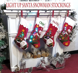 CHRISTMAS STOCKINGS Light Up Snowman Santa Personalized Christmas Stockings