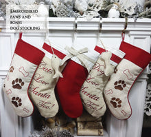 CHRISTMAS STOCKINGS Linen Christmas Stockings Dog Stocking Cat Rustic Chic Embroidered Personalized Holiday Modern Pet Paw Bone Fish Cuff Designer Names