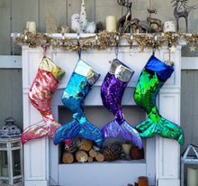 CHRISTMAS STOCKINGS Mermaid Tail Flip Sequin Christmas Stocking Reversible Girls Ladies Pink Purple Aqua Green Gold Silver Mermaid Christmas Party Decor Gift