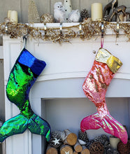 CHRISTMAS STOCKINGS Mermaid Tail Flip Sequin Christmas Stocking Reversible Girls Ladies Pink Purple Aqua Green Gold Silver Mermaid Christmas Party Decor Gift