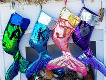CHRISTMAS STOCKINGS Mermaid Tail Flip Sequin Christmas Stocking Reversible Girls Ladies Pink Purple Aqua Green Gold Silver Mermaid Christmas Party Decor Gift