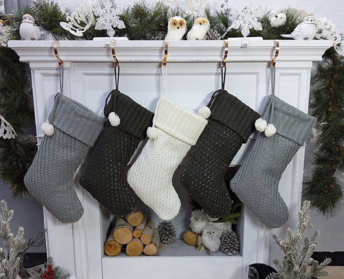CHRISTMAS STOCKINGS Modern Cable Knit Christmas Stockings Smoky, Ivory, Grey Personalized with Cutout Wood Name Tag Custom Xmas 2022 Stocking Decor