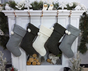 CHRISTMAS STOCKINGS Modern Cable Knit Christmas Stockings Smoky, Ivory, Grey Personalized with Cutout Wood Name Tag Custom Xmas 2022 Stocking Decor