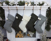 CHRISTMAS STOCKINGS Modern Cable Knit Christmas Stockings Smoky, Ivory, Grey Personalized with Cutout Wood Name Tag Custom Xmas 2022 Stocking Decor