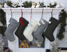 CHRISTMAS STOCKINGS Modern Cable Knit Christmas Stockings Smoky, Ivory, Grey Personalized with Cutout Wood Name Tag Custom Xmas 2022 Stocking Decor