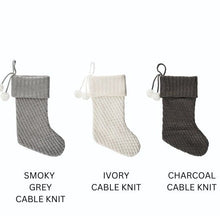 CHRISTMAS STOCKINGS Modern Cable Knit Christmas Stockings Smoky, Ivory, Grey Personalized with Cutout Wood Name Tag Custom Xmas 2022 Stocking Decor