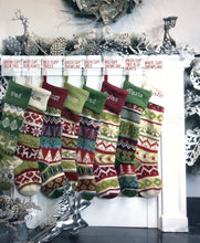 CHRISTMAS STOCKINGS Personalized Knitted Christmas Stockings Green White Red Intarsia Fair Isle Knit Christmas Decor Deer Snowflakes Extra Large