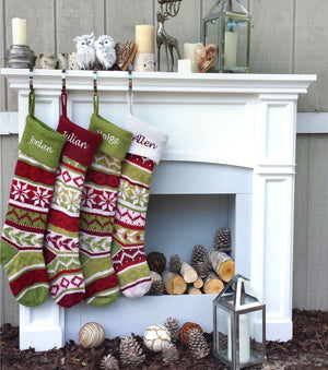 CHRISTMAS STOCKINGS Personalized Knitted Christmas Stockings Red Green White