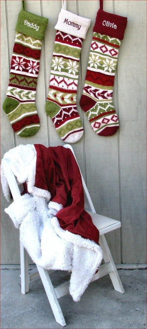 CHRISTMAS STOCKINGS Personalized Knitted Christmas Stockings Red Green White