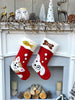 CHRISTMAS STOCKINGS Pet Dog Christmas Stockings Cat Stocking Whimsical Monogrammed Personalized Holiday Modern Puppy Kitten Cute Dog Bone Fish Applique