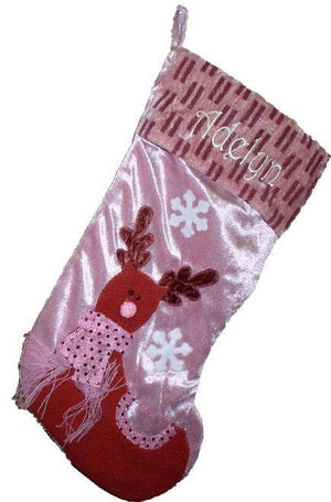 CHRISTMAS STOCKINGS Pink Collection Raindeer Designer Girl's Christmas Stocking