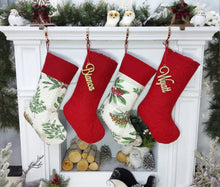 CHRISTMAS STOCKINGS Quilted Timeless Christmas Stockings Embroidered Personalized Holiday