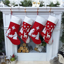 CHRISTMAS STOCKINGS Red and White Scarlett Ruffle and Chain Stitched Stockings Embroidered or with Cutout Wood Name Tag Christmas Stockings Family Xmas