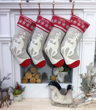 CHRISTMAS STOCKINGS Scandinavian Personalized Stocking Tufted Deer With Snowflakes Embroidered or with Cutout Wood Name Tag Christmas Stockings Family Xmas 2022